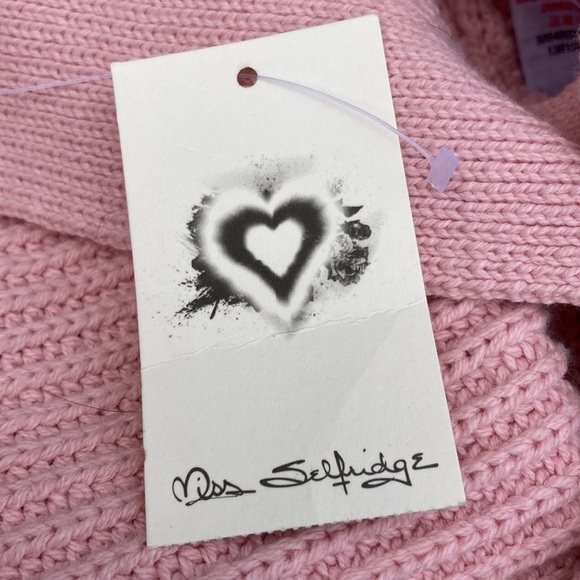 Miss Selfridge cable and shaker knit cross strap light pink sweat NWT size 2 - Picture 6 of 6